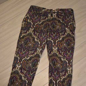 Purple Paisley J. Crew Stretch City Fit Sz 2 Capris